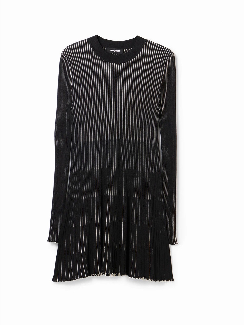 Desigual Venice Fit & Flare Striped Knit Dress L